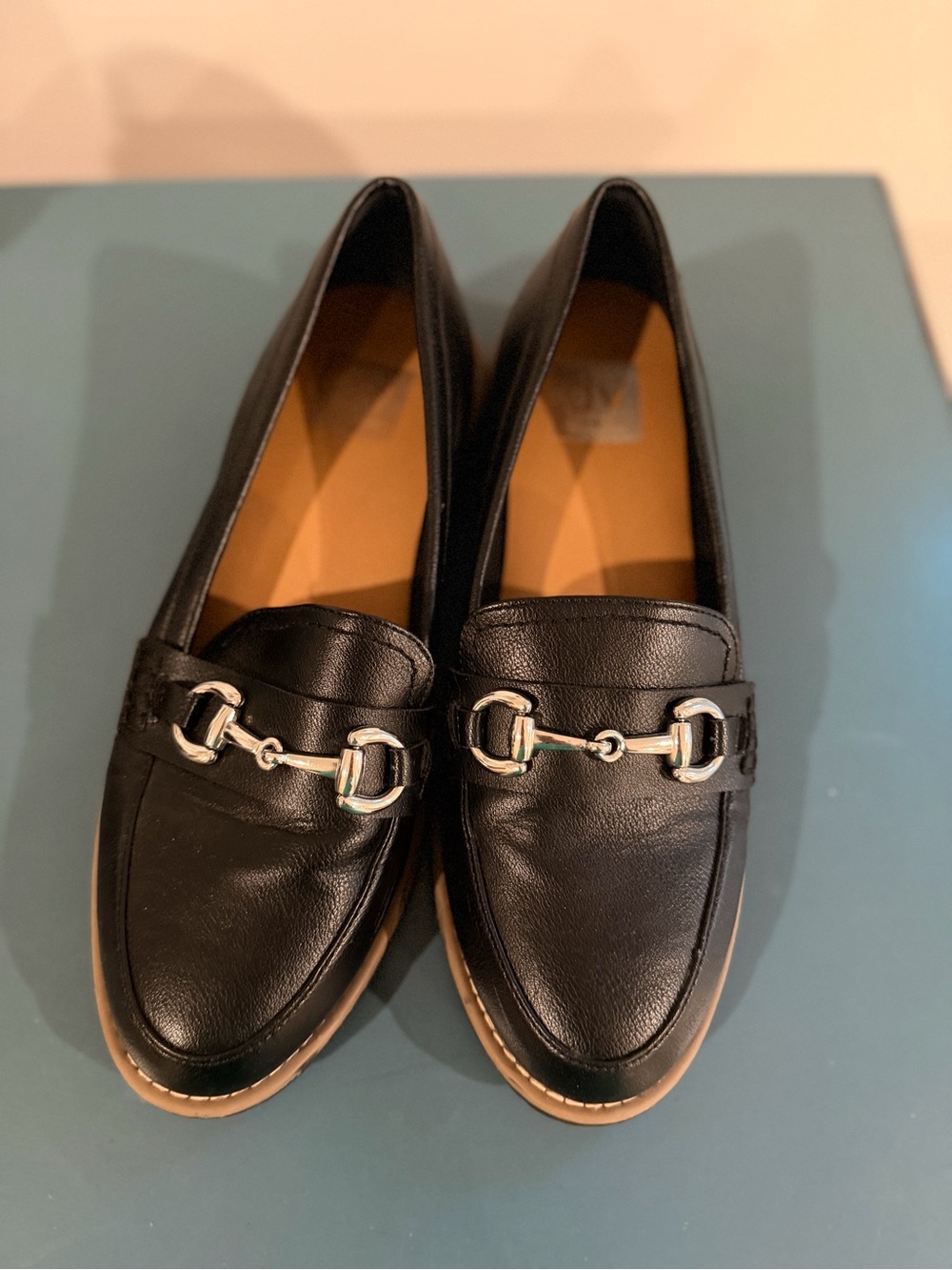 Dolce Vita Black Leather Bit-Accent Loafers